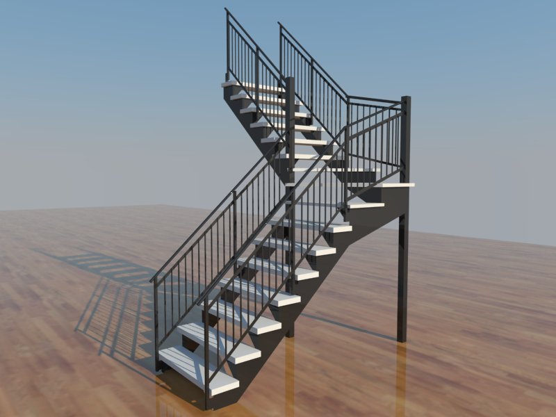 Escalier extérieur avec plateforme – Soudure Atypique